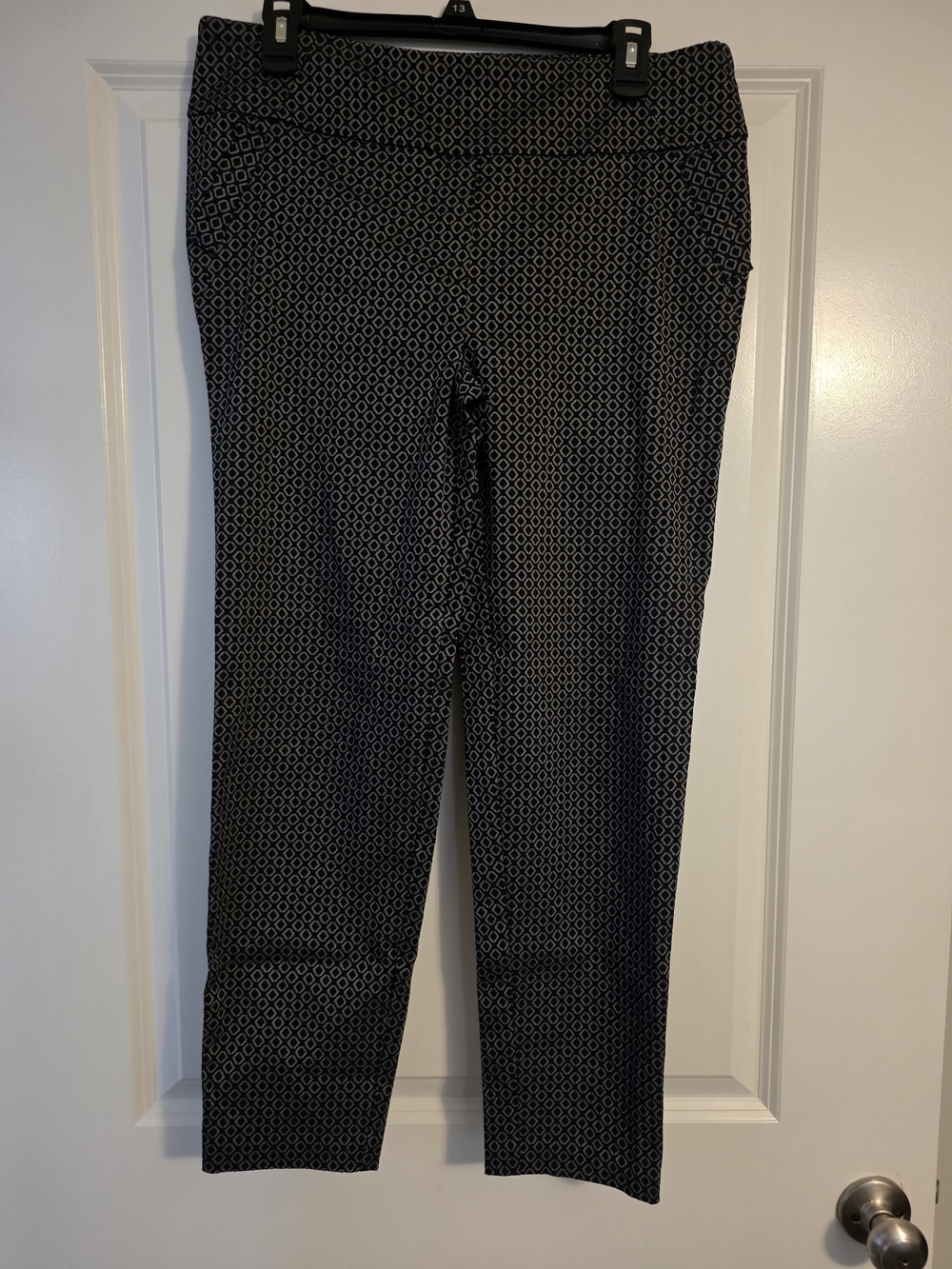Soho Black and White Geometric Pull-On Pants